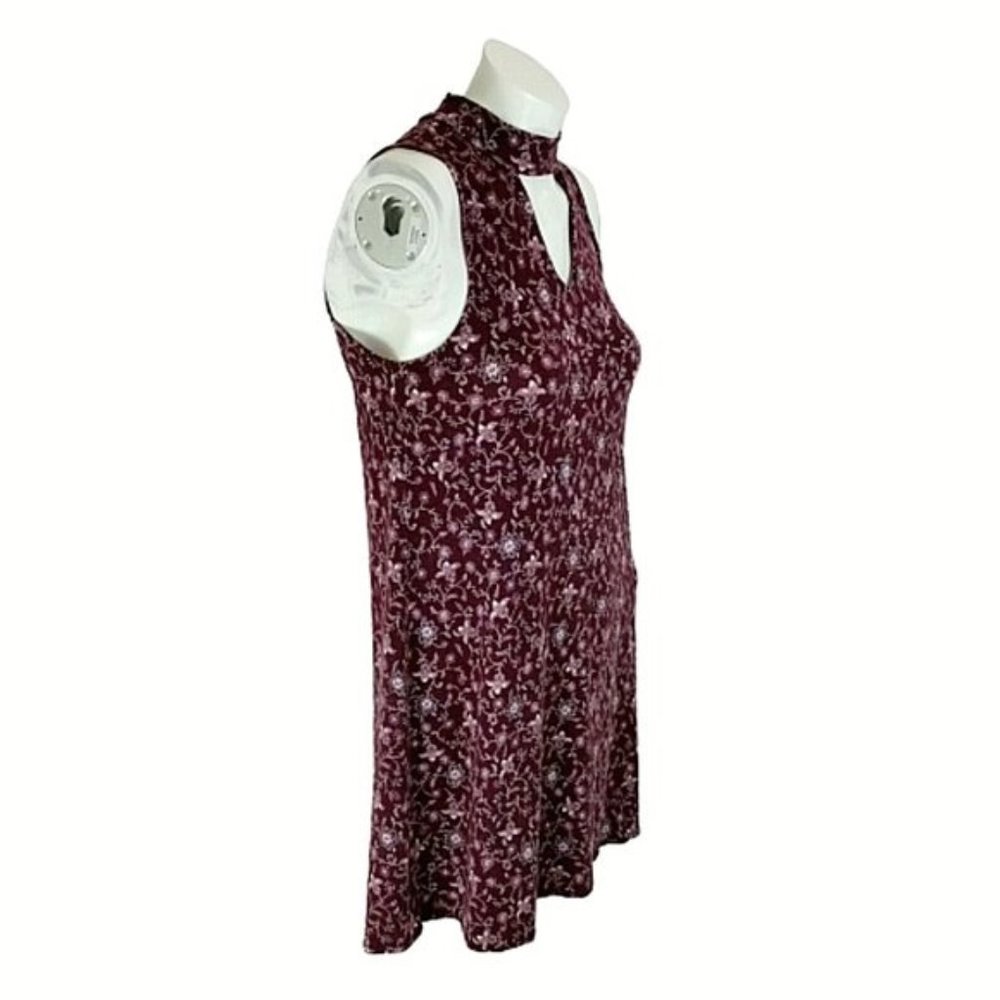 Aeropostale Burgundy Floral Choker Swing Dress - Picture 4 of 9